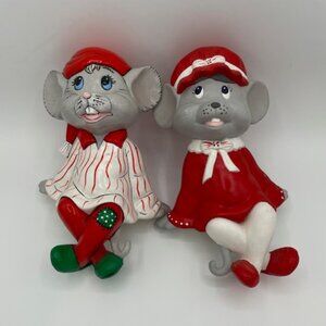 Scioto Christmas Mantle Mice 1983 Vintage